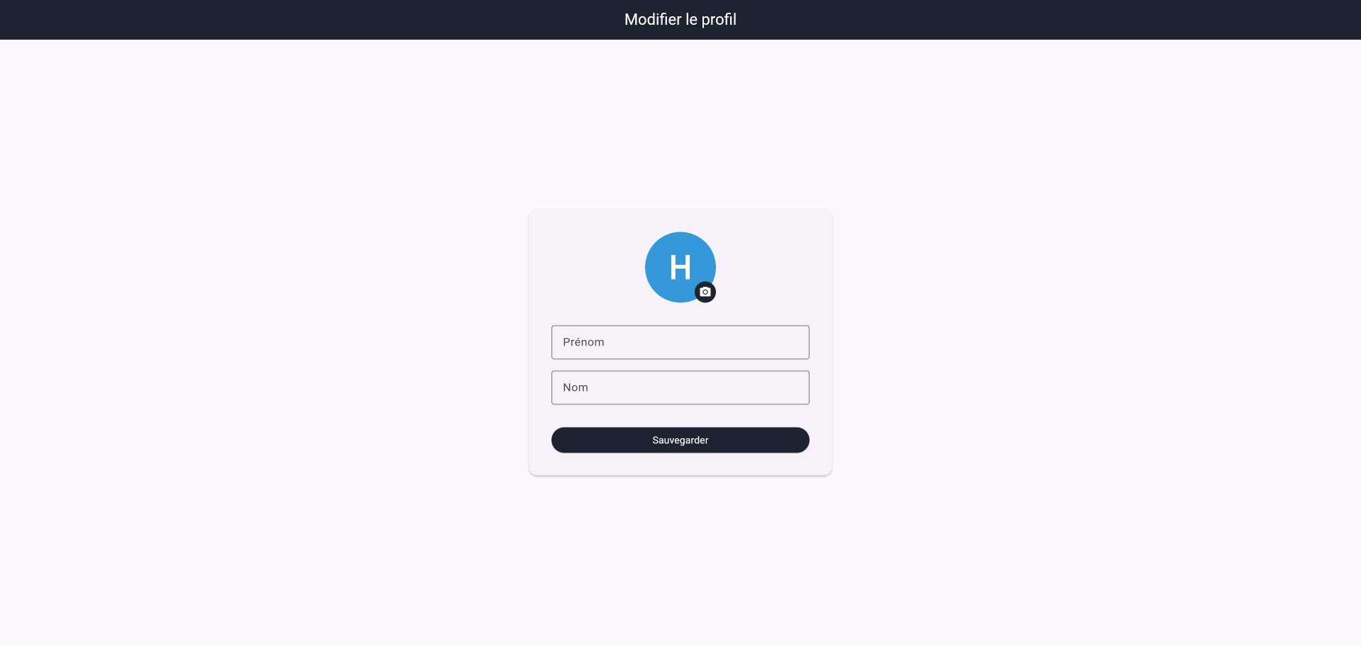 Page d'onboarding du profil