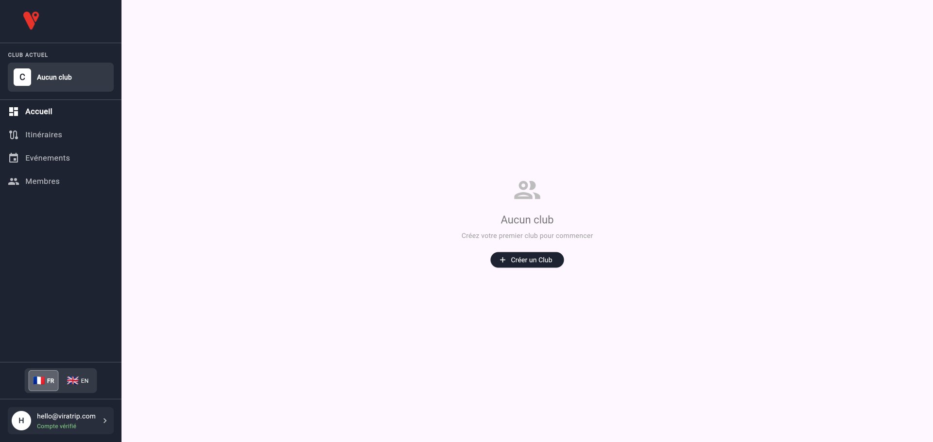 Page d'accueil sans club